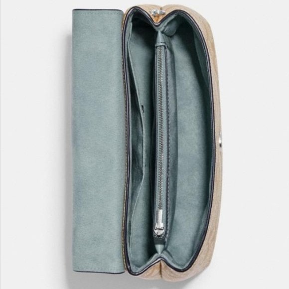 Coach Tammie Shoulder Bag In Signature Canvas Light Khaki / Light Teal - Picture 3 of 16